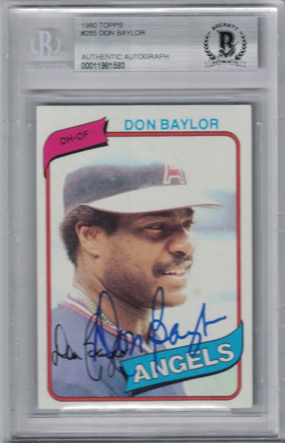 Don Baylor Autographed California Angels 1980 Topps Trading Card BAS