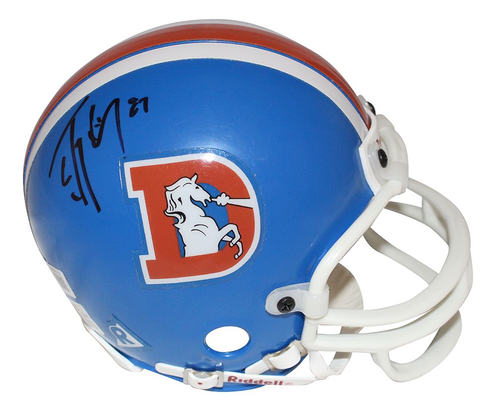 Ed McCaffrey Autographed Denver Broncos Mini Helmet D Logo  Beckett