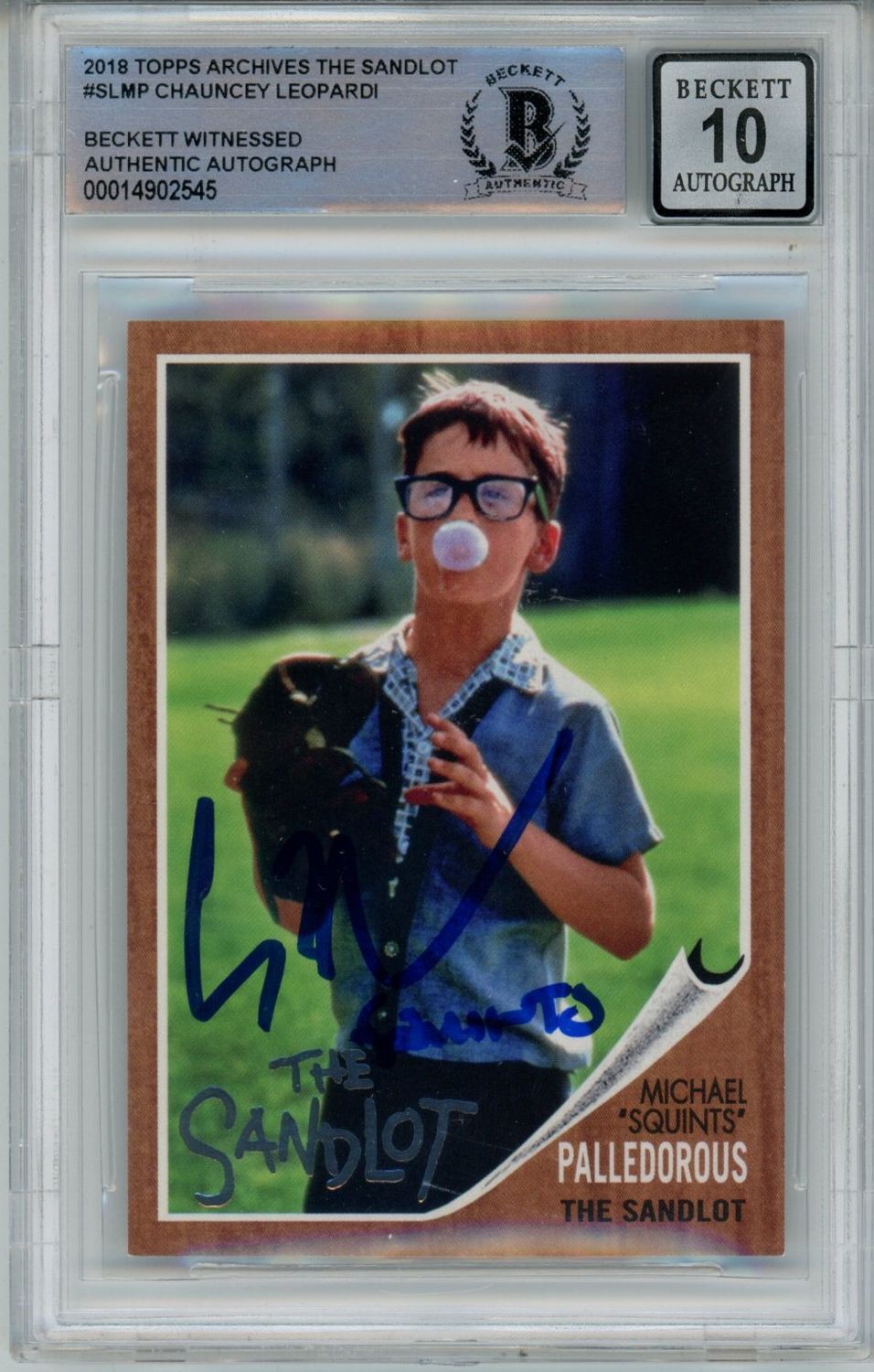 Chauncey Leopardi Signed Sandlot 2018 Topps Archive Beckett Auto 10
