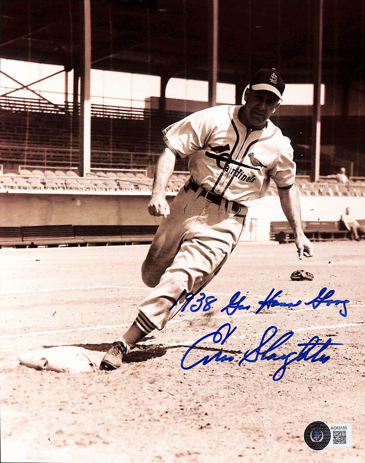 Enos Slaughter Signed St Louis Cardinals 8x10 Gas House Gang Beckett