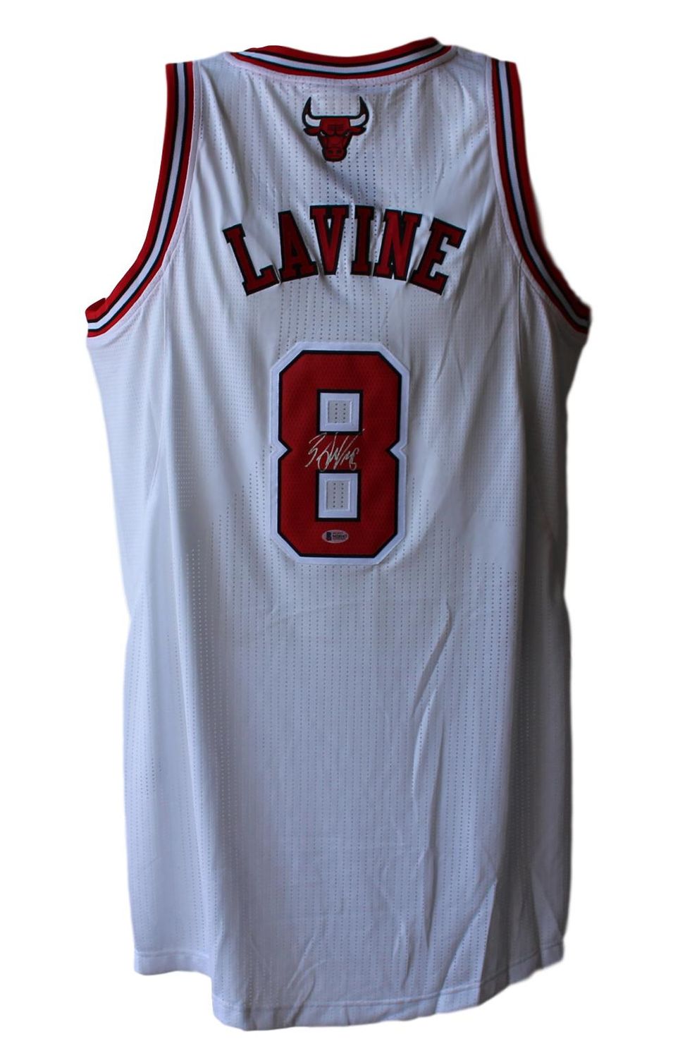 Zach Lavine Autographed/Signed Chicago Bulls White Adidas XL Jersey BAS