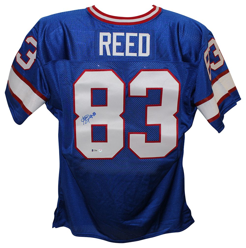 Andre Reed Autographed/Signed Pro Style Blue XL Jersey BAS