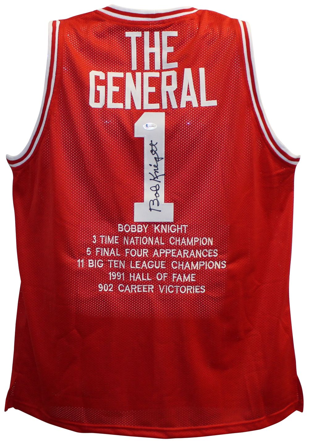 Bob Knight Autographed/Signed Indiana Hoosiers Red XL Stat Jersey BAS