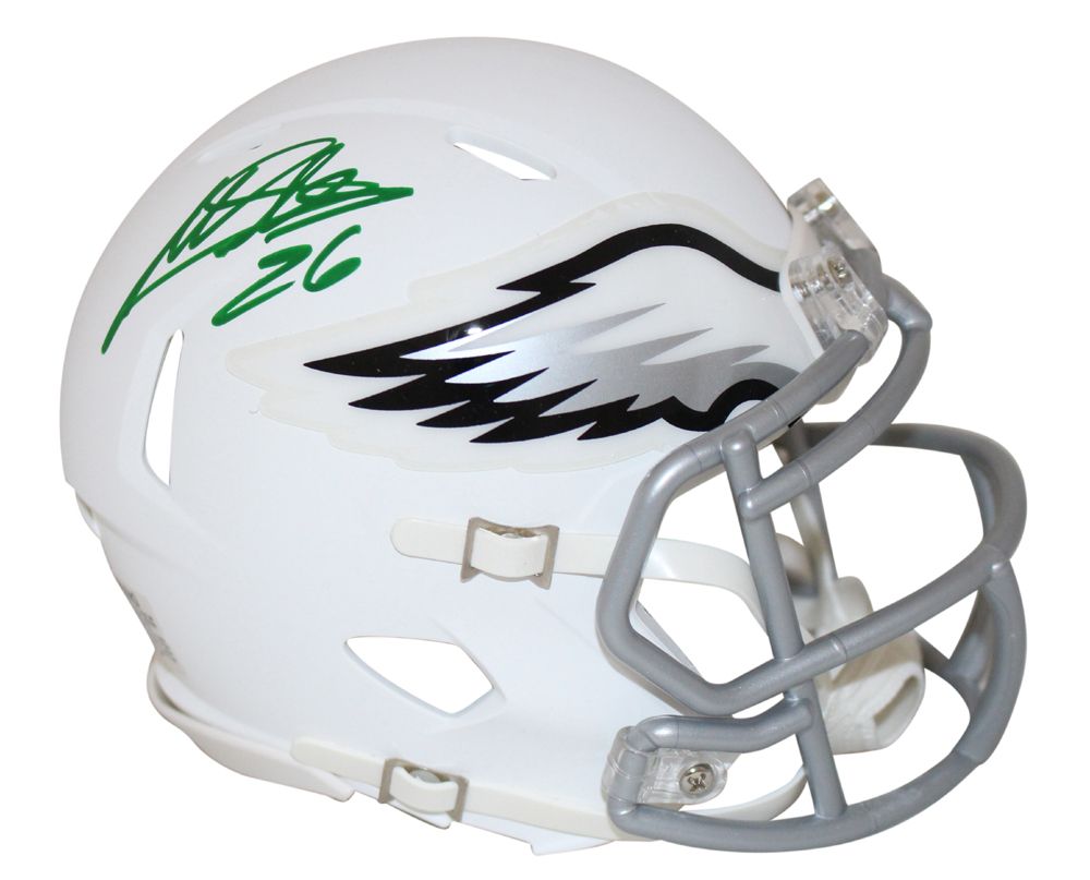 Miles Sanders Autographed Philadelphia Eagles Flat White Mini Helmet JSA