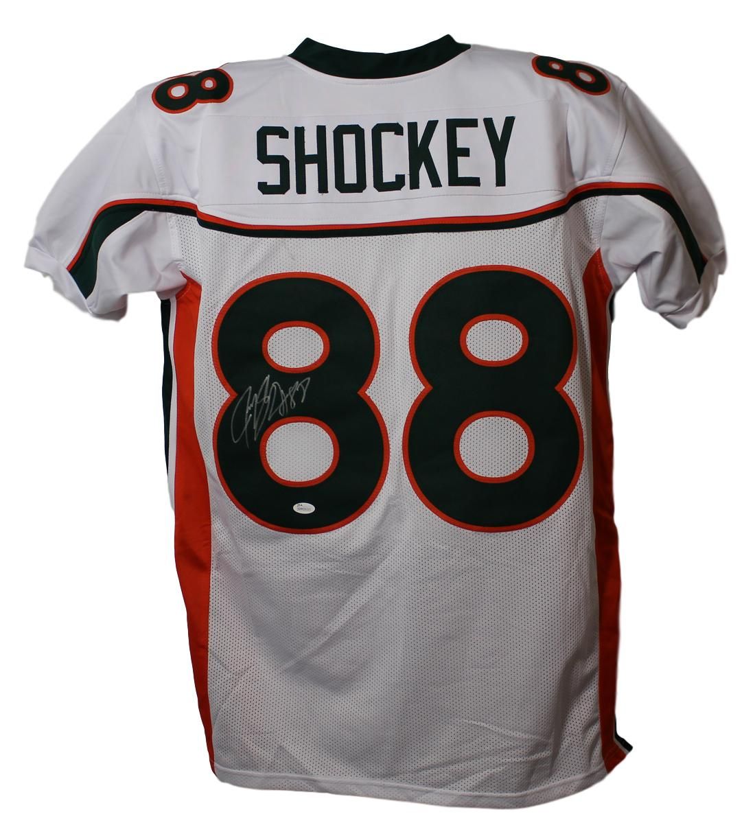 Jeremy Shockey Autographed/Signed College Style White XL Jersey JSA