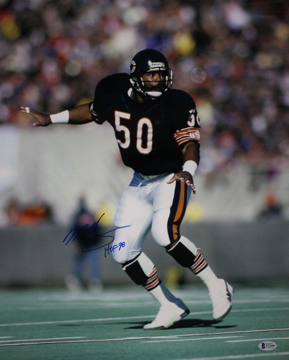 Mike Singletary Autographed/Signed Chicago Bears 16x20 Photo HOF BAS