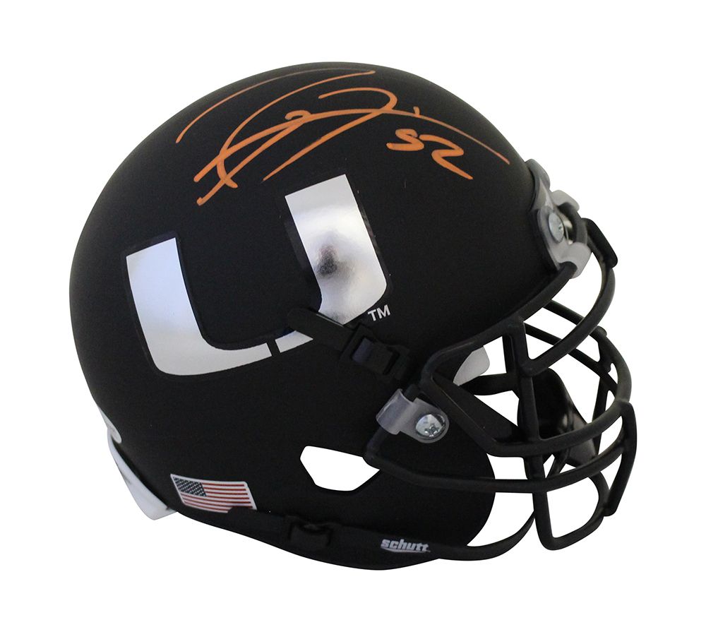 Ray Lewis Autographed/Signed Miami Hurricanes Black Mini Helmet BAS