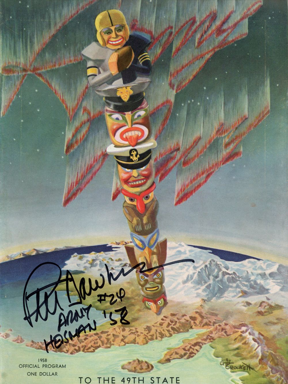 Pete Dawkins Autographed/Signed 1958 Army vs Navy Game Program BAS