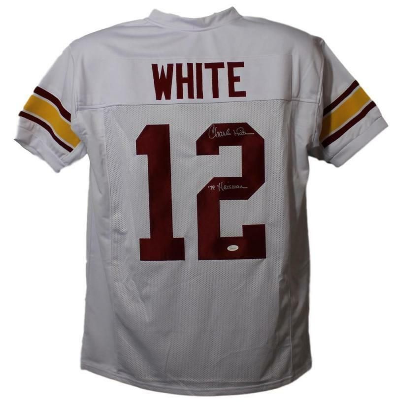 Charles White Autographed USC Trojans White XL Jersey Heisman JSA