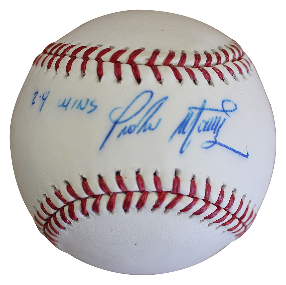 Pedro Martinez Autographed Boston Red Sox OML Baseball 219 Wins BAS