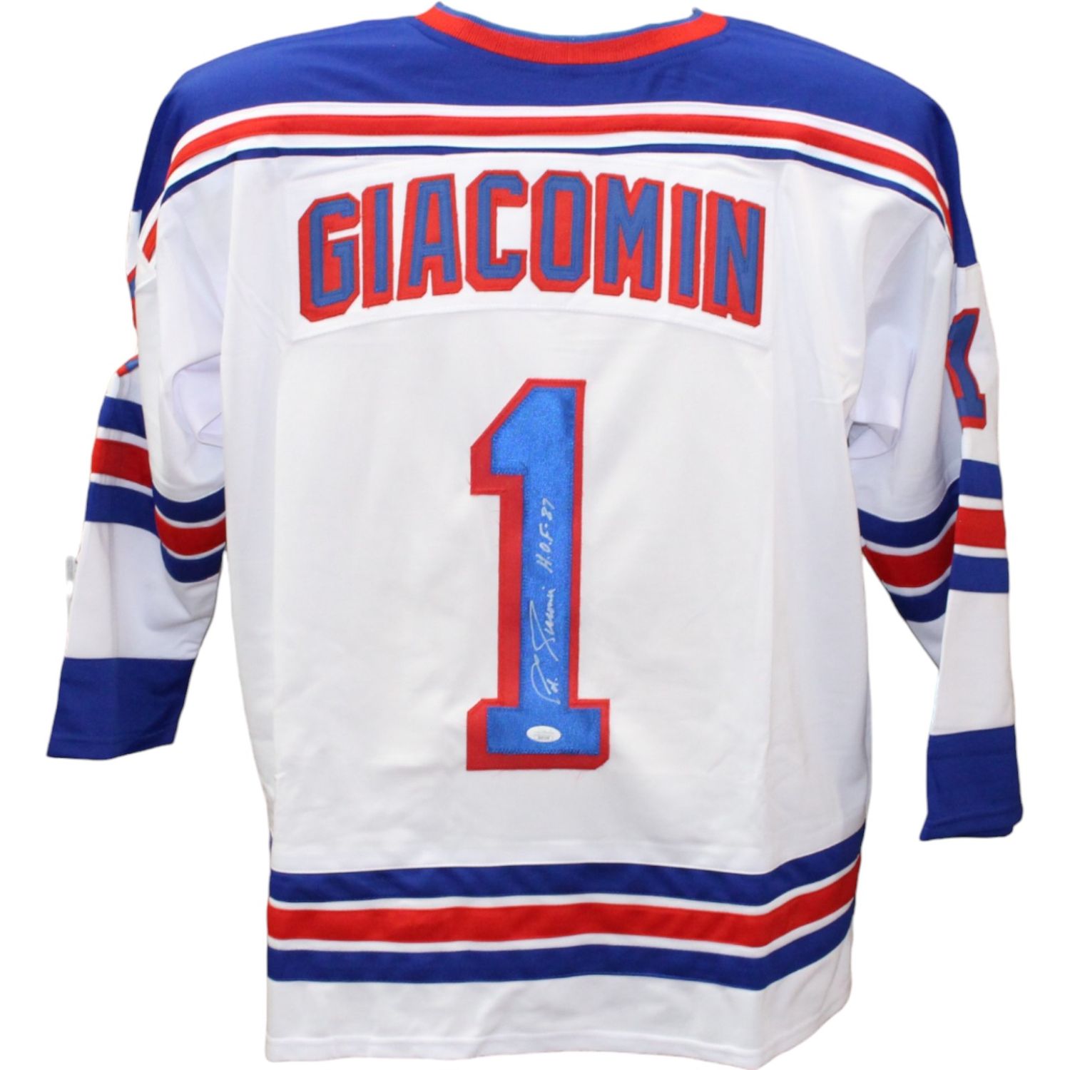 Ed Giacomin Autographed/Signed Pro Style White Jersey HOF JSA