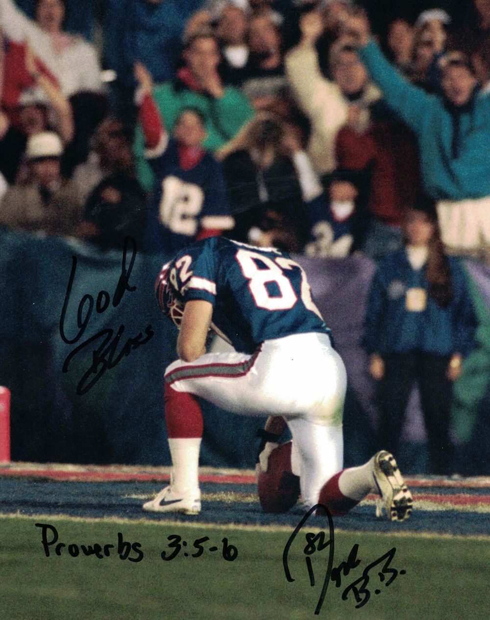 Don Beebe Autographed/Signed Buffalo Bills 8x10 Photo Proverbs God