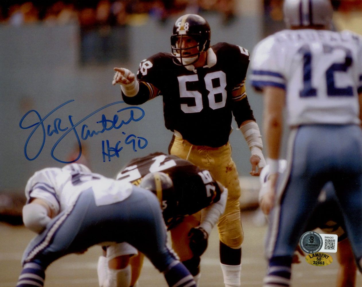 Jack Lambert Signed Pittsburgh Steelers 8x10 Photo HOF Beckett 45519