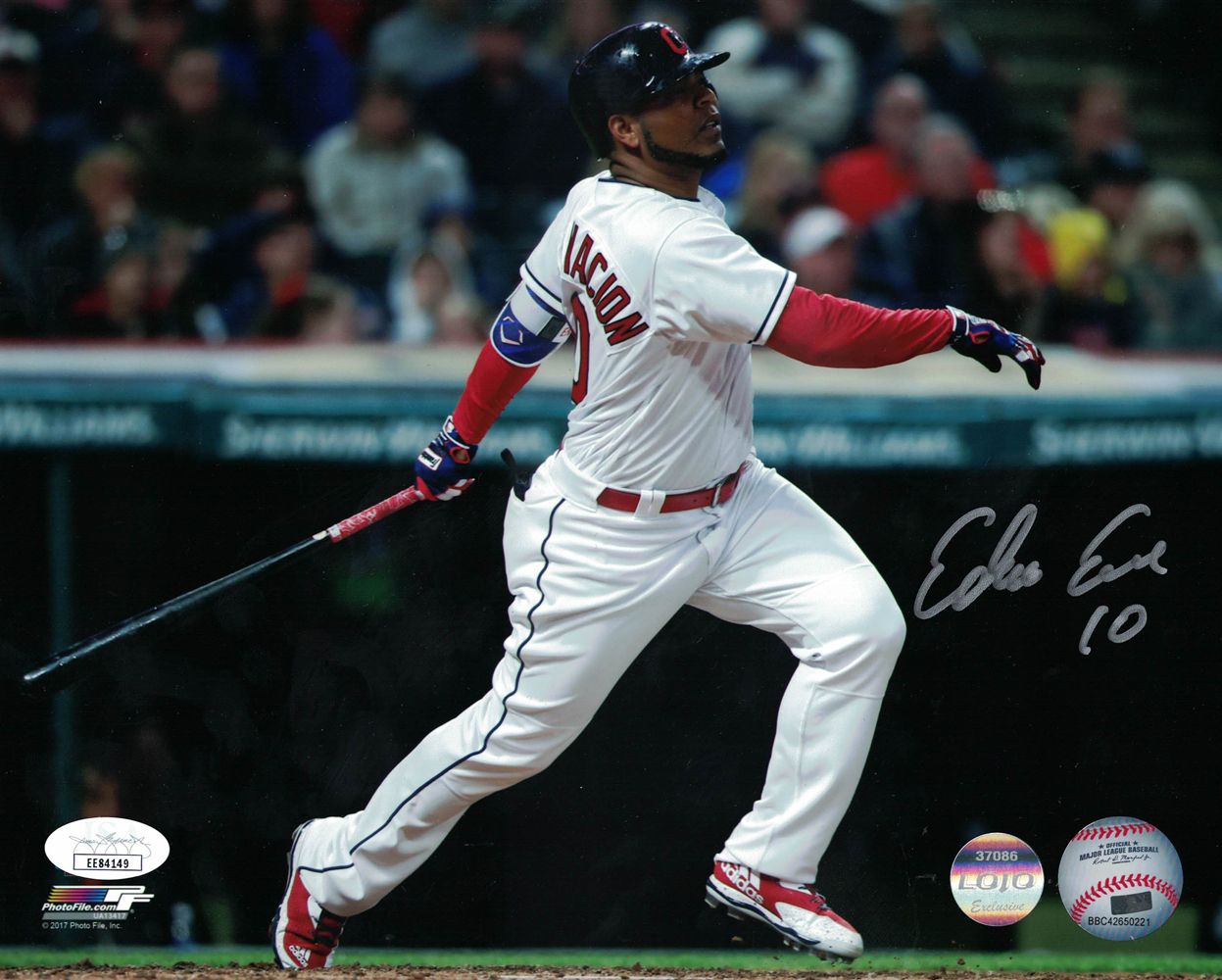 Edwin Encarnacion Autographed Cleveland Indians 8x10 Photo JSA PF