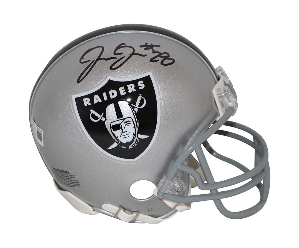 Josh Jacobs Autographed/Signed Las Vegas Raiders VSR4 Mini Helmet BAS