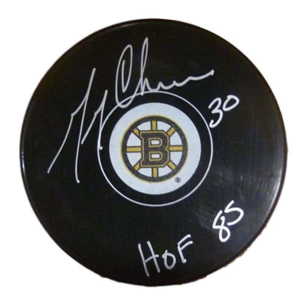 Gary Cheevers Autographed Boston Bruins Puck