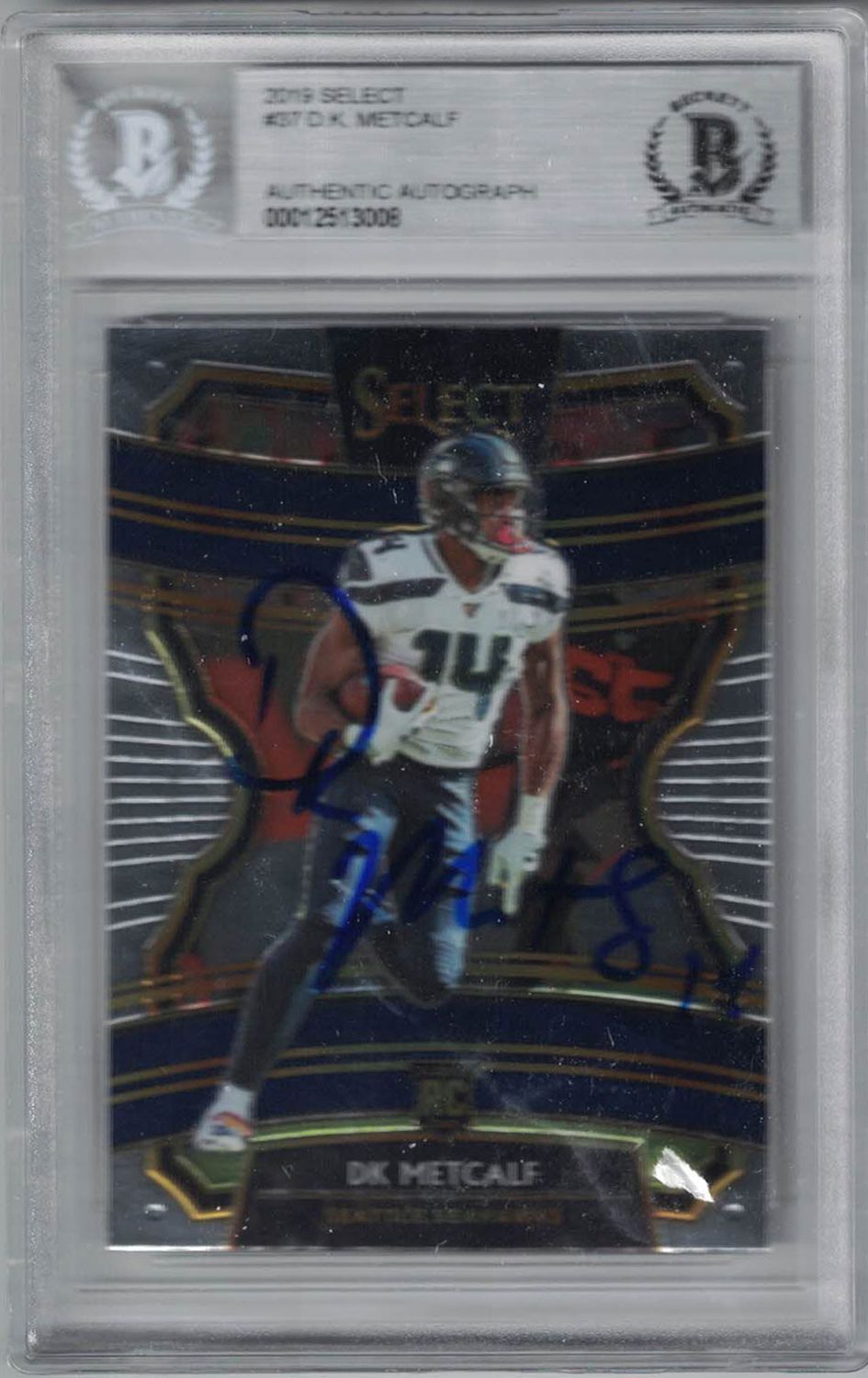 DK Metcalf Signed Seattle Seahawks 2019 Select Trading Card BAS Slab