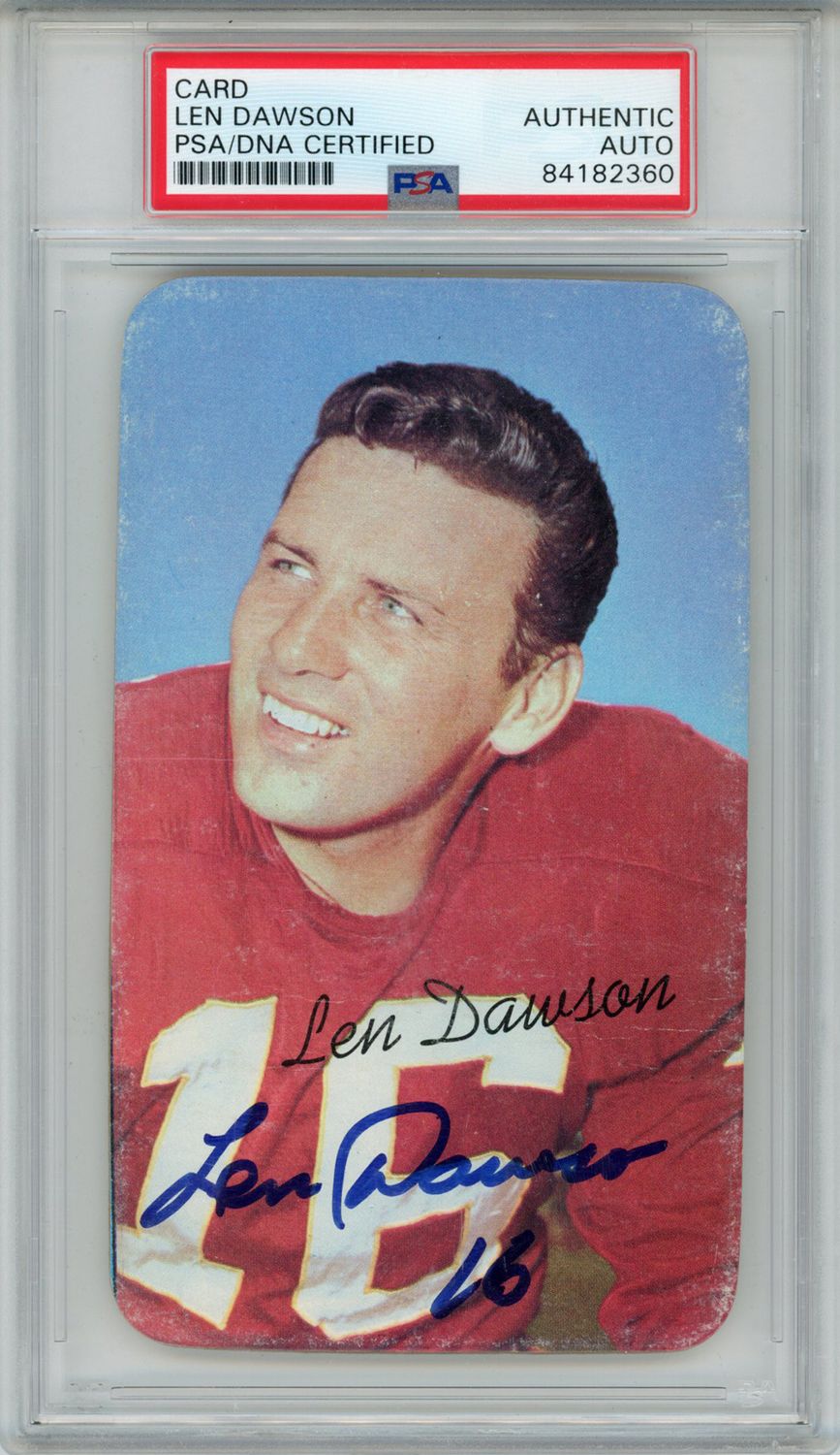 Len Dawson Autographed 1970 Topps Super #4 Trading Card PSA Slab