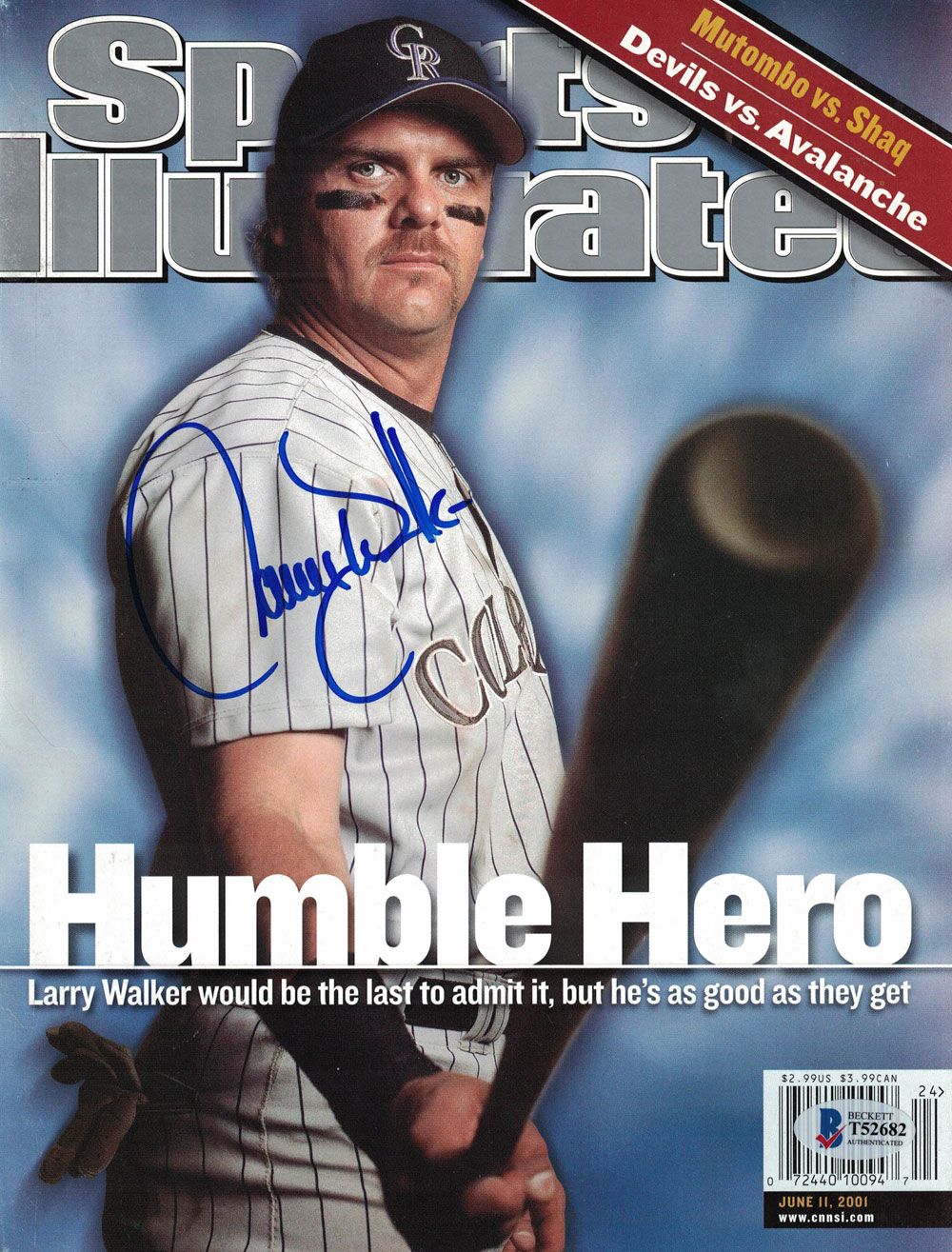 Larry Walker Autographed Colorado Rockies Sports Illustrated Magazine BAS