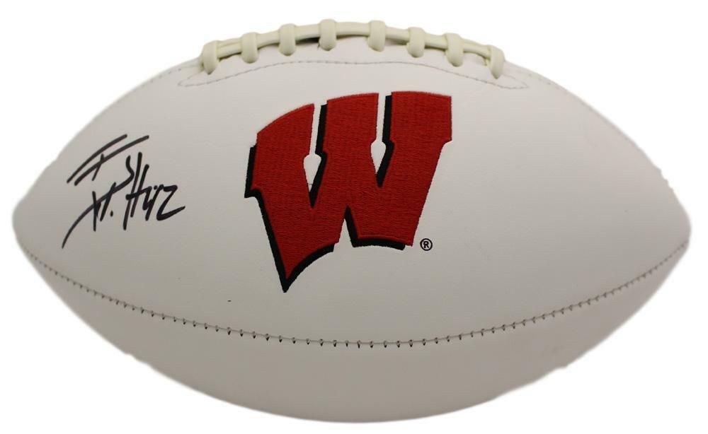 TJ Watt Autographed Wisconsin Badgers Logo Football JSA