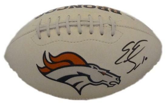 Emmanuel Sanders Autographed Denver Broncos white logo football JSA