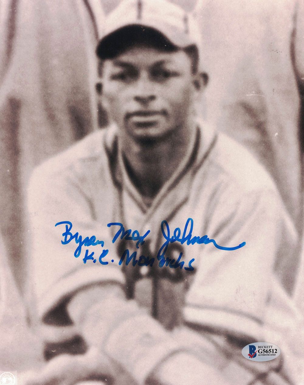Byron Johnson Autographed/Signed Kansas City Monarchs 8x10 Photo BAS PF