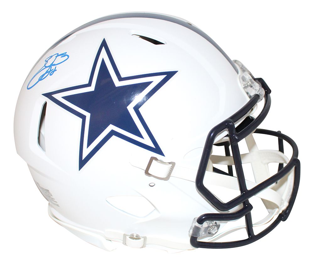 Emmitt Smith Autographed Dallas Cowboys Authentic White Helmet BAS