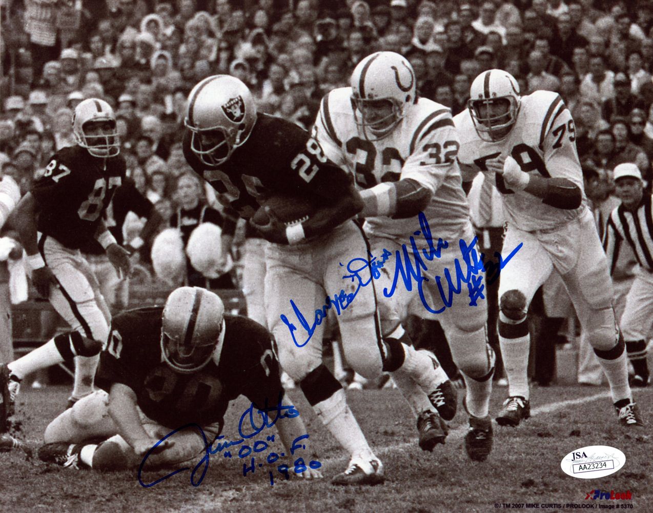 Jim Otto, Mike Curtis &amp; Clarence Davis Autographed 8x10 Photo JSA
