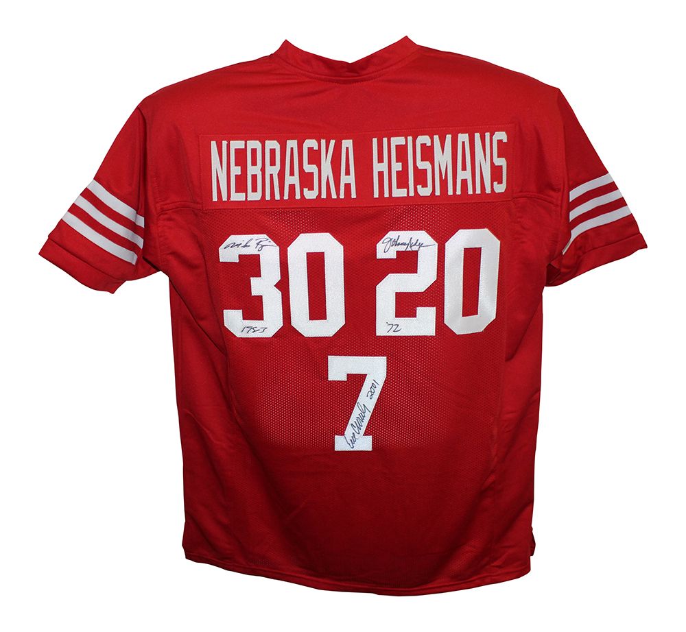 Eric Crouch Johnny Rodgers &amp; Mike Rozier Signed College Style Red XL Jersey