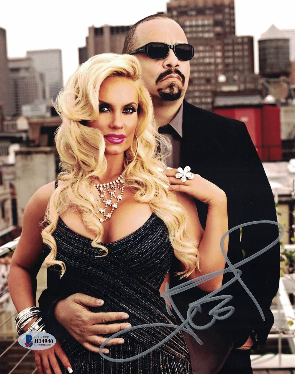 Ice T Autographed/Signed 8x10 Photo Coco Austin BAS
