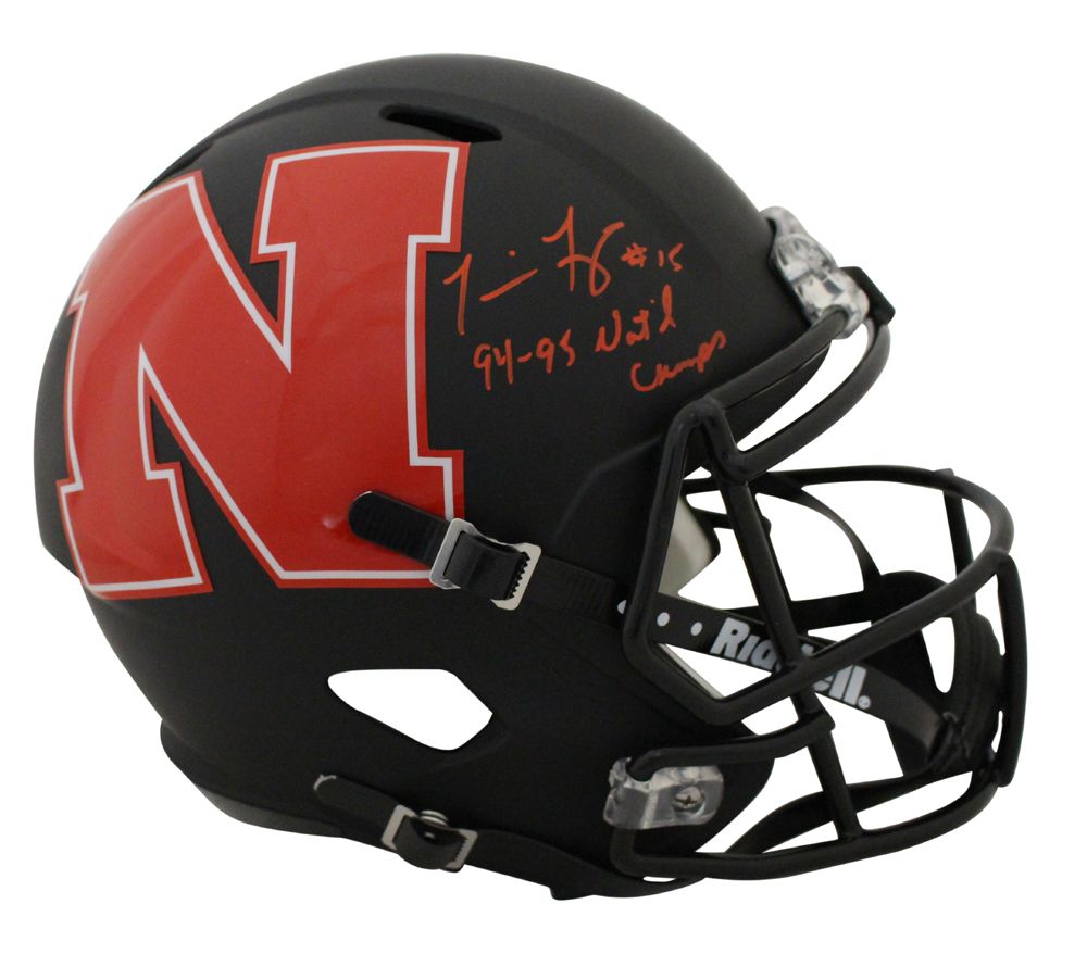 Tommie Frazier Signed Nebraska Cornhuskers AMP Replica Helmet Champs BAS