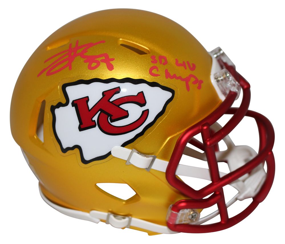 Travis Kelce Signed Kansas City Chiefs Blaze Mini Helmet SB Champs BAS