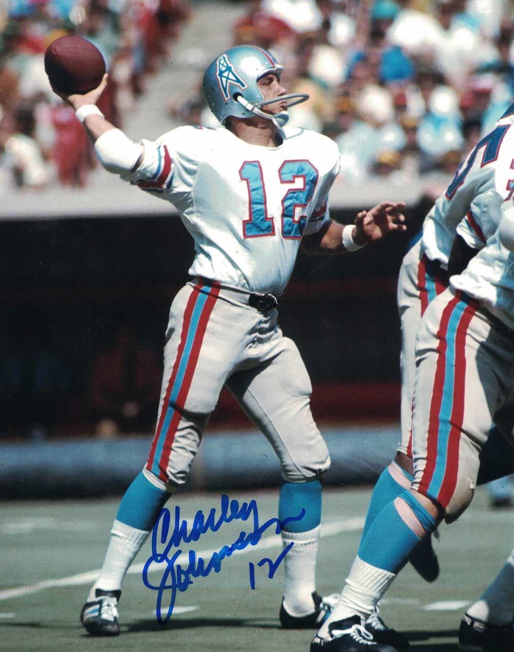 Charley Johnson Autographed/Signed Houston Oilers 8x10 Photo