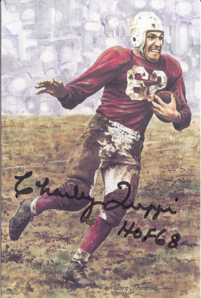 Charlie Trippi Autographed Chicago Cardinals Goal Line Art Card w/HOF 68