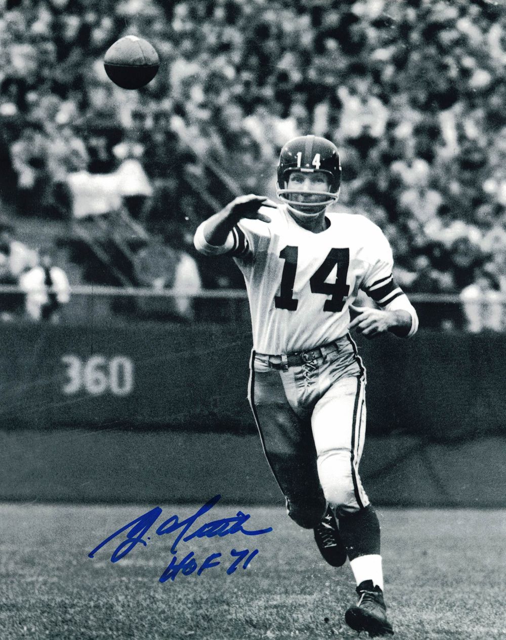 YA Tittle Autographed/Signed New York Giants 8x10 Photo HOF