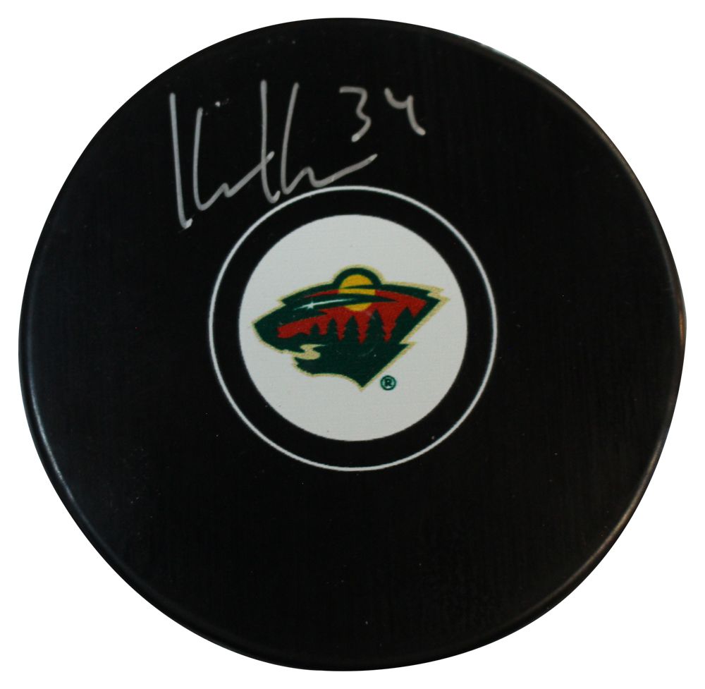 Kaapo Kahkonen Autographed Minnesota Wild Hockey Puck Fanatics