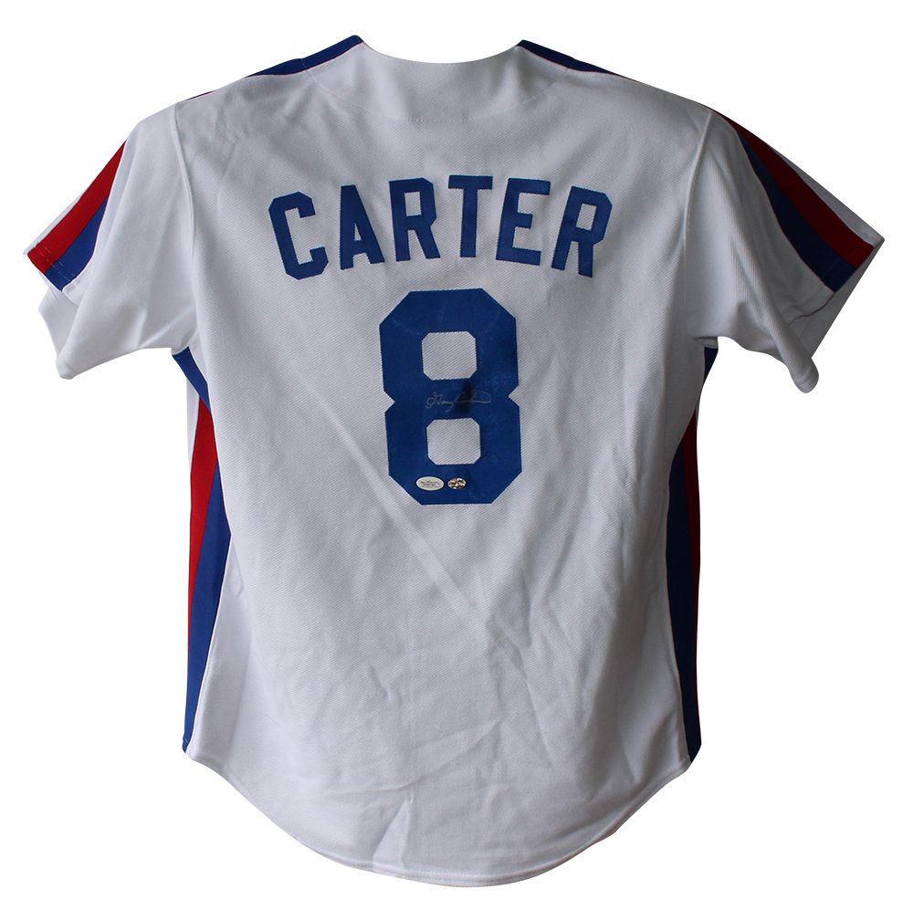 Gary Carter Autographed Montreal Expos Majestic White L Jersey JSA