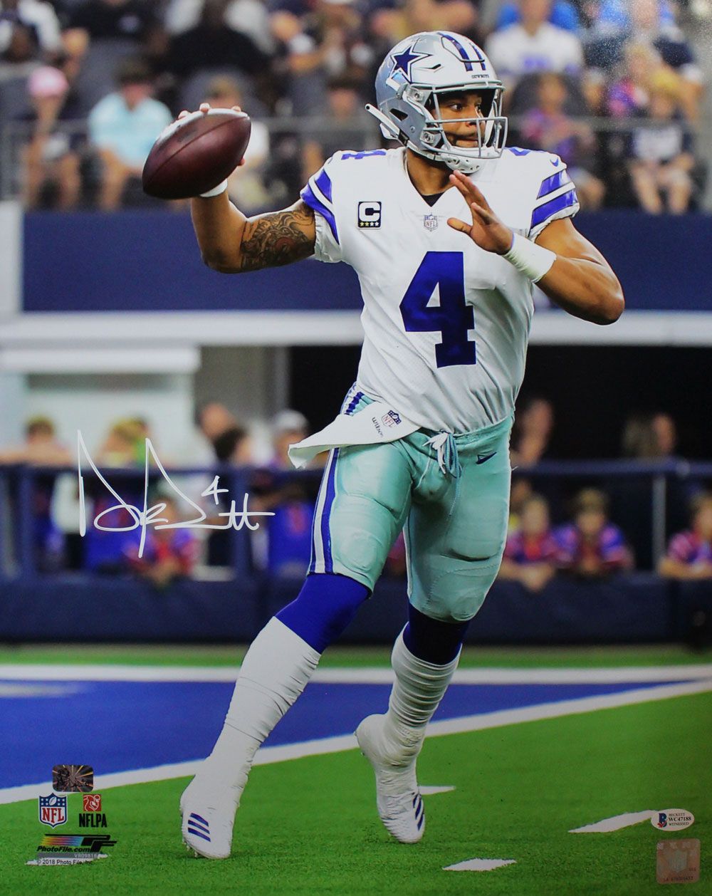 Dak Prescott Autographed/Signed Dallas Cowboys 16x20 Photo BAS PF