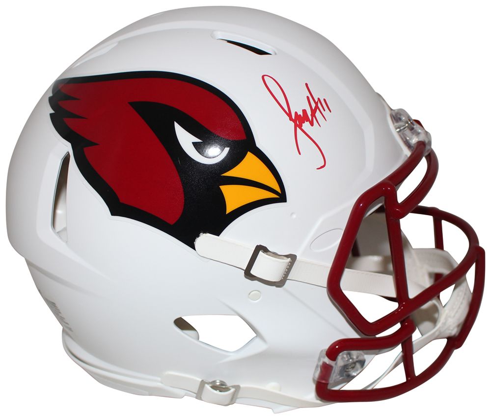 Larry Fitzgerald Signed Arizona Cardinals Authentic Flat White Helmet BAS