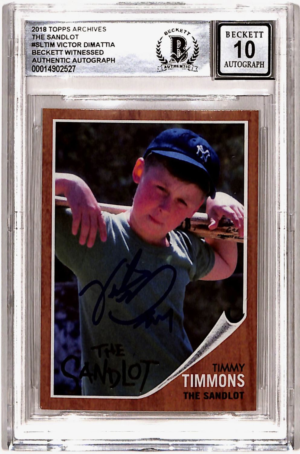 Victor DiMattia Signed 2018 Topps Archives &quot;Sandlot&quot; Trading Card BAS 10 Slab