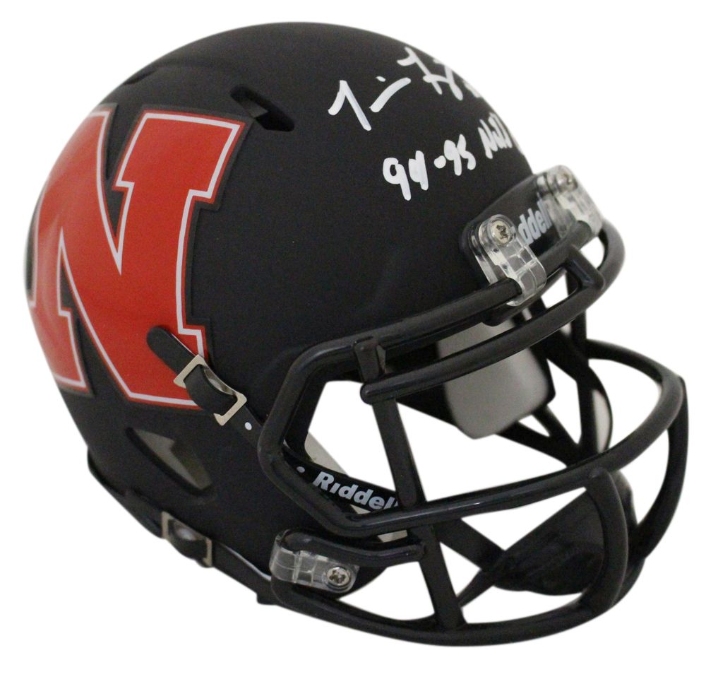 Tommie Frazier Signed Nebraska Cornhuskers AMP Mini Helmet Champs BAS