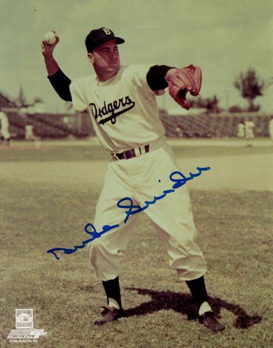 Duke Snider Autographed Brooklyn Dodgers 8x10 Photo (Throwing)