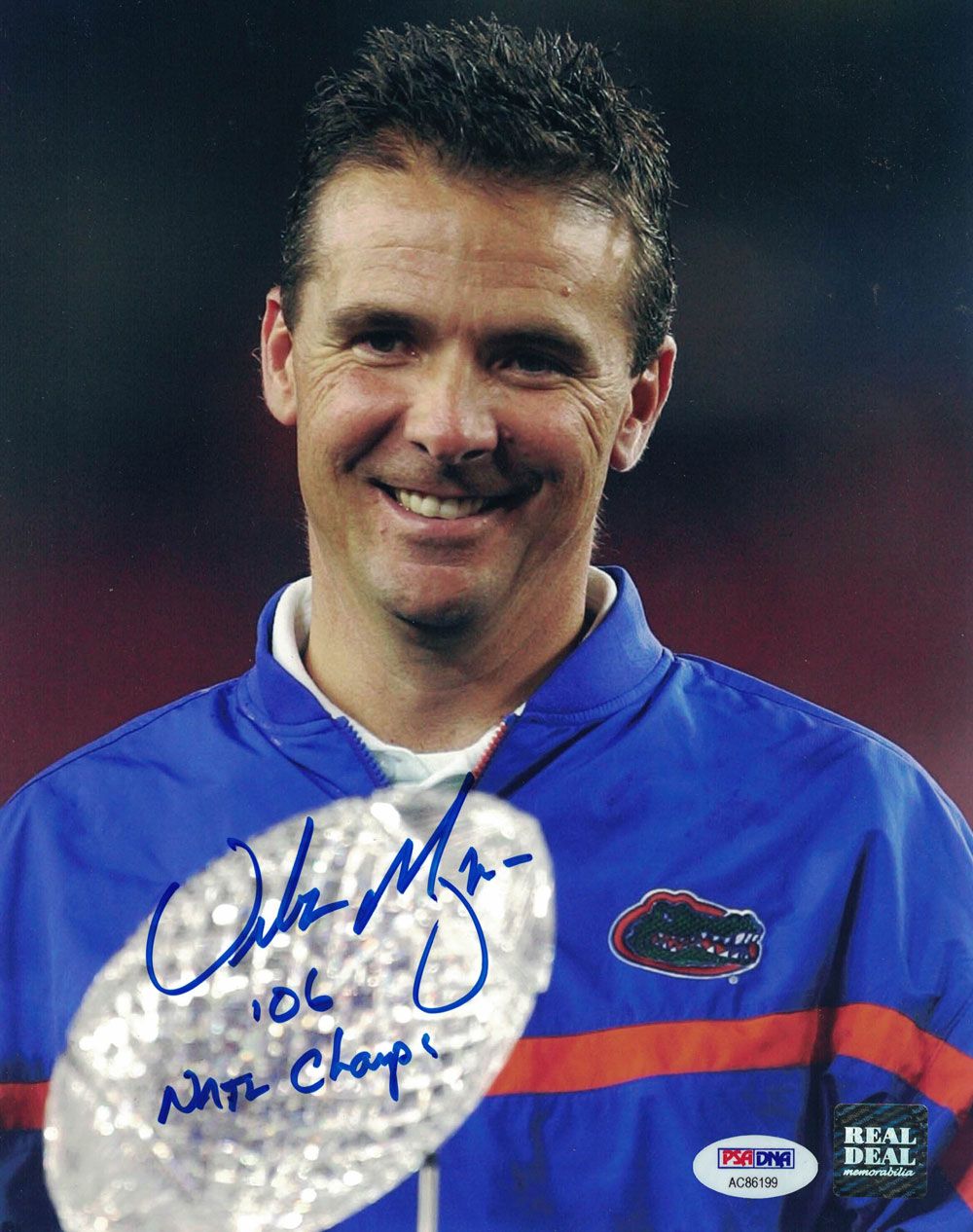 Urban Meyer Autographed/Signed Florida Gators 8x10 Photo Natl Champs PSA