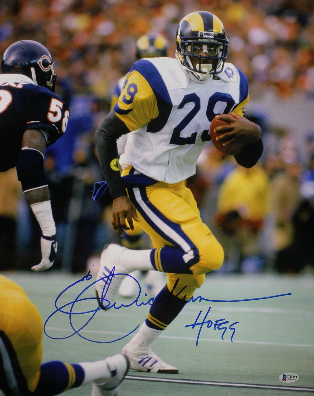 Eric Dickerson Autographed/Signed Los Angeles Rams 16x20 Photo HOF BAS