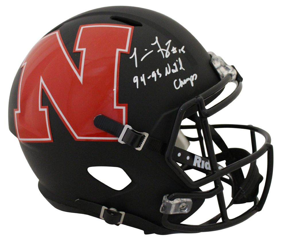 Tommie Frazier Signed Nebraska Cornhuskers AMP Replica Helmet Champs BAS