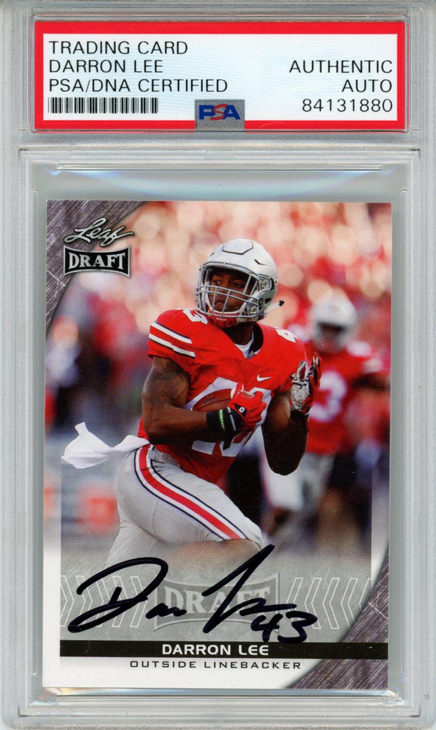 Darron Lee Autographed 2016 Leaf Draft #22 Trading Card PSA Slab