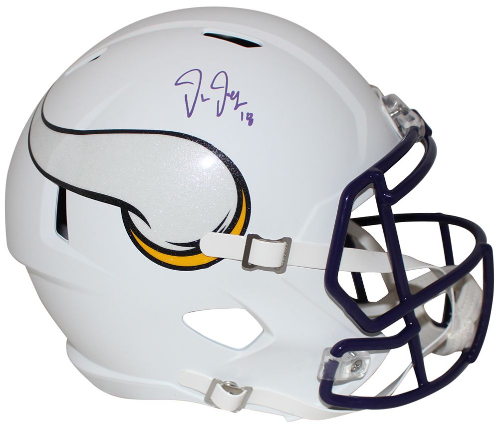 Justin Jefferson Autographed Minnesota Vikings F/S Flat White Helmet BAS