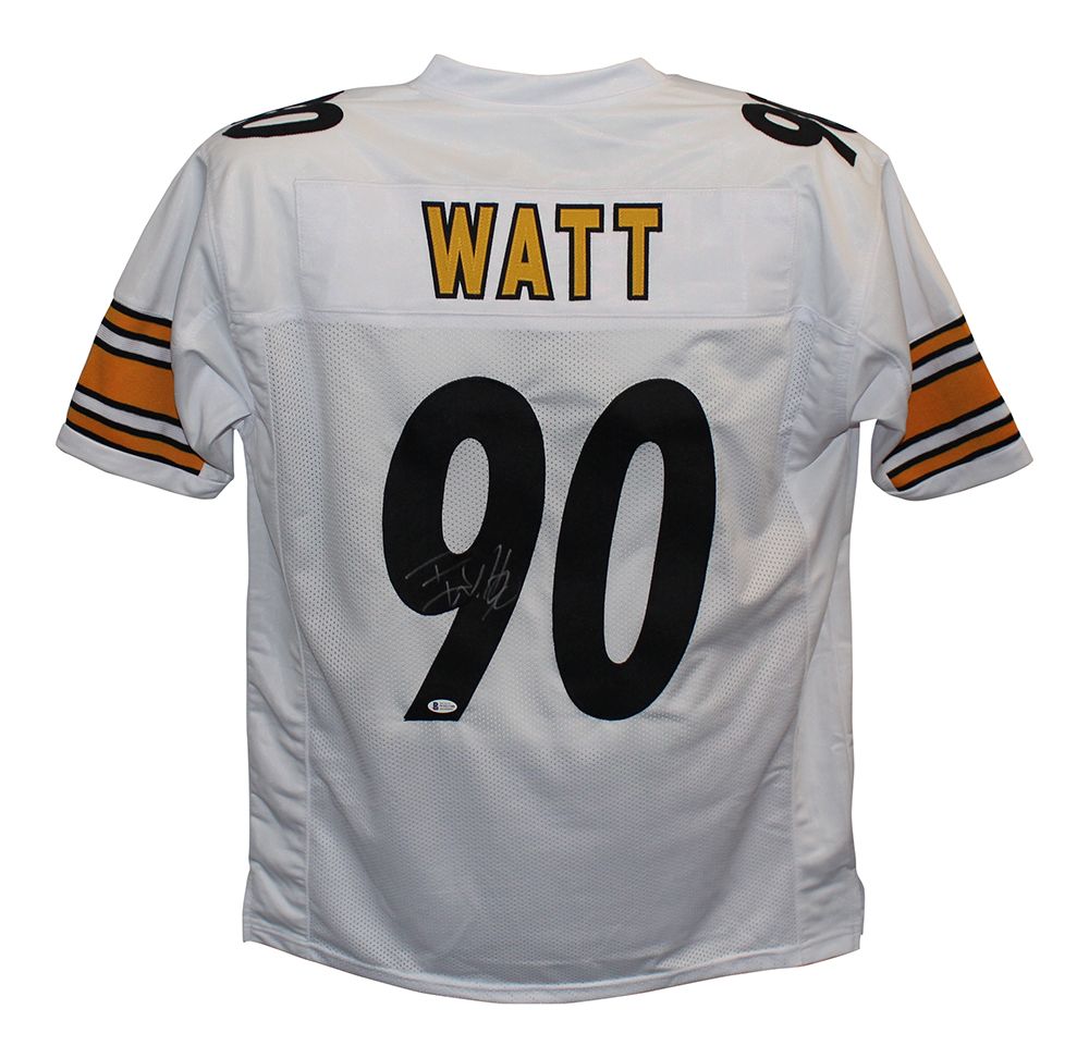 TJ Watt Autographed/Signed Pro Style White XL Jersey BAS