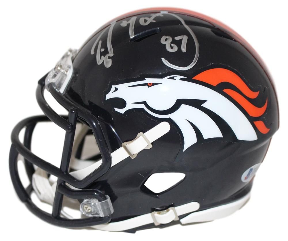 Ed McCaffrey Autographed/Signed Denver Broncos Speed Mini Helmet