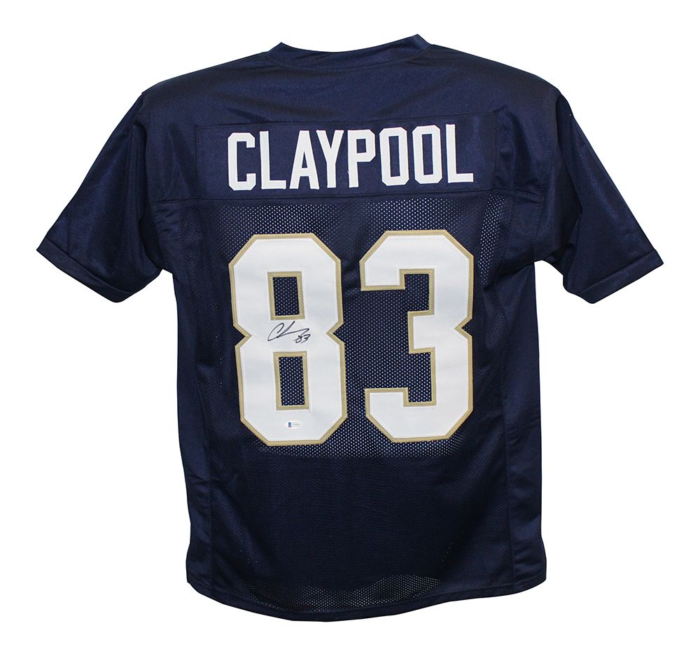 Chase Claypool Autographed/Signed College Style blue XL jersey BAS